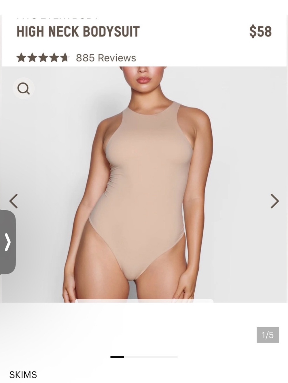 SKIMS High Neck Bodysuit in sand 3x NWT